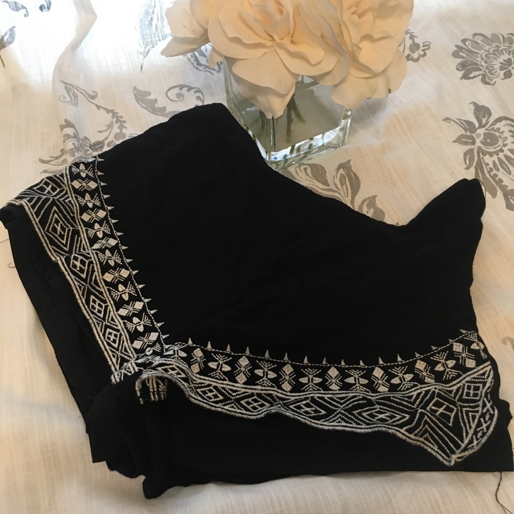 Black shorts with white boho detail!